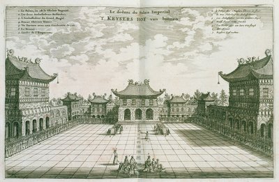 Inside the Imperial Palace, from an account of a Dutch Embassy to China, 1665 by Jacob van Meurs